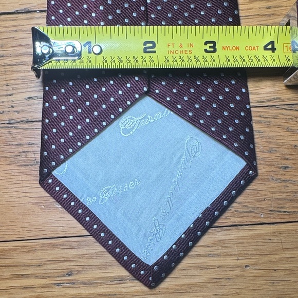 Stunning Turnbull & Asser Burgundy and White Polka Dot Silk Tie - Picture 7 of 8